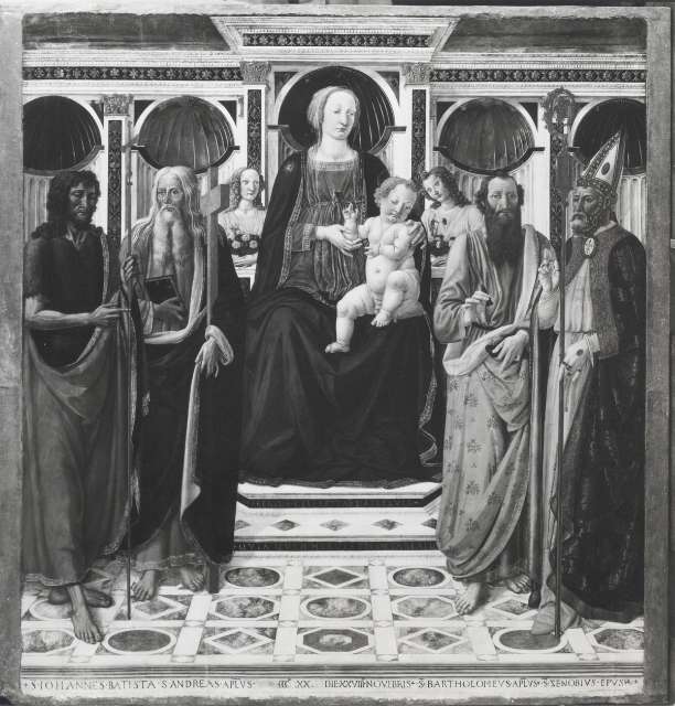 Stearn & Sons — Rosselli Cosimo - sec. XV - Madonna con Bambino in trono con san Giovanni Battista, sant'Andrea, san Bartolomeo e san Zanobi — insieme